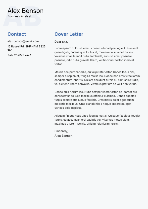 Cover Letter Initials